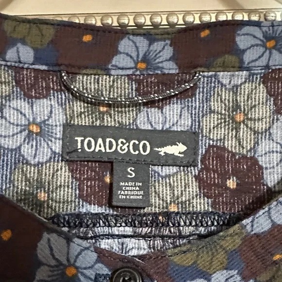 Toad&Co Manzana Blue Floral Peasant Blouse, Women’s Small - Picture 2 of 5